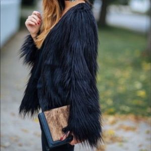 Black faux fur jacket